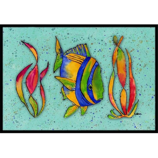 Jensendistributionservices 24 x 36 In. Tropical Fish on Teal Indoor or Outdoor Mat MI10857 - main